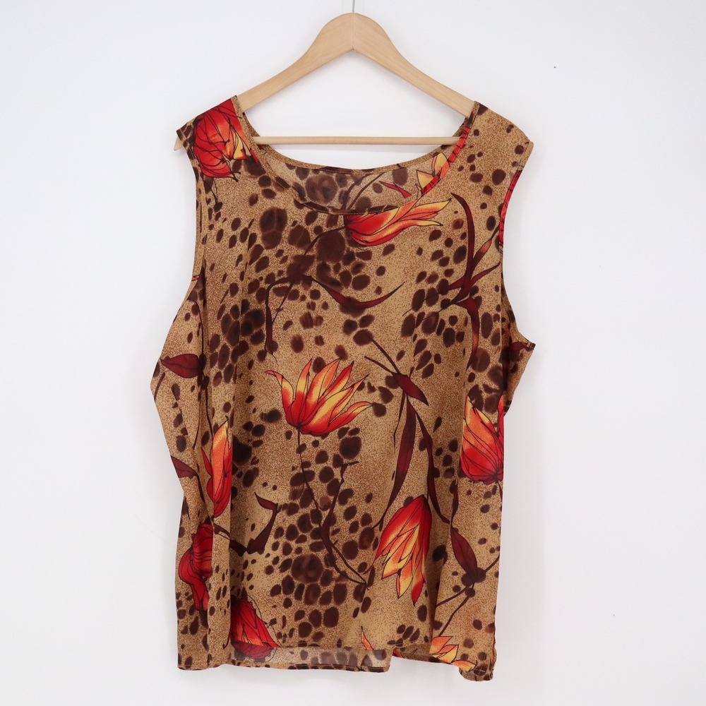 White Stag Twin Set Women 18W/20W Brown Floral Animal Print Excellent
